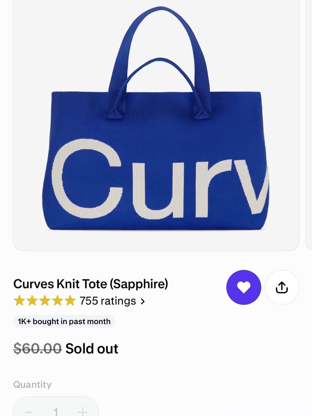 Sapphire Knit Curves Tote Bag